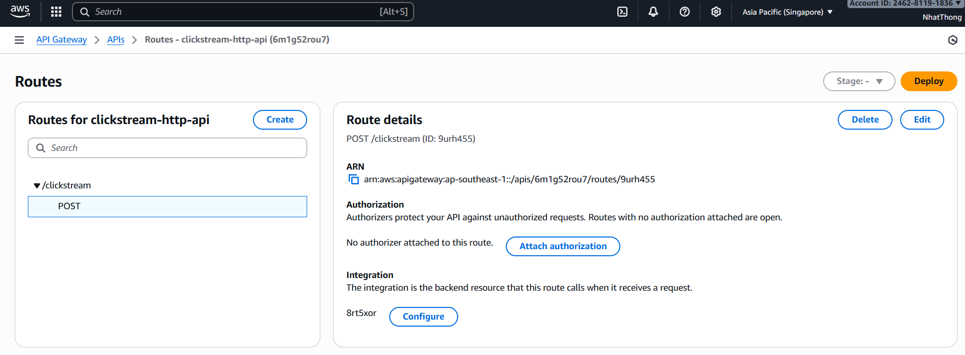Route POST /clickstream